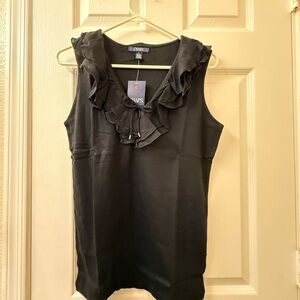 Chaps Elegant Black Ruffle Blouse